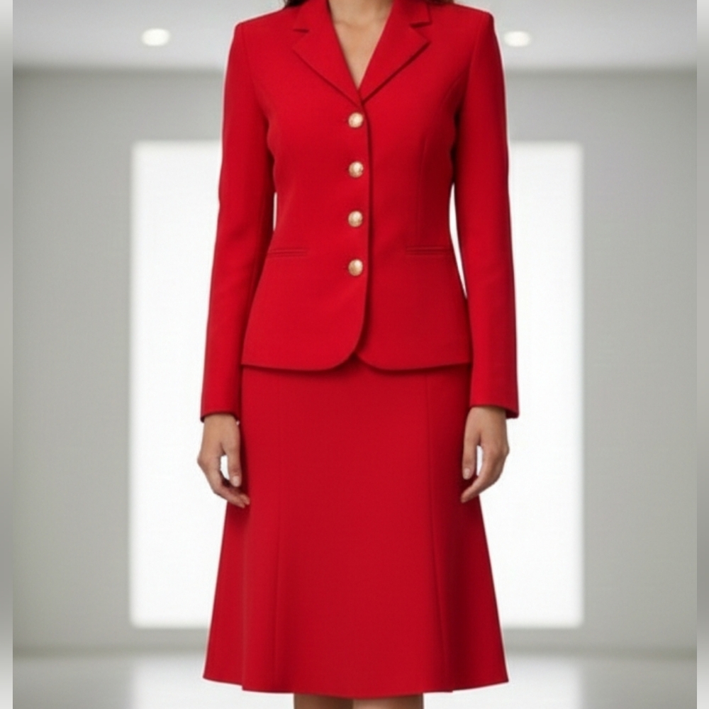 Shelby Rose Fiery Red Skirt Suit